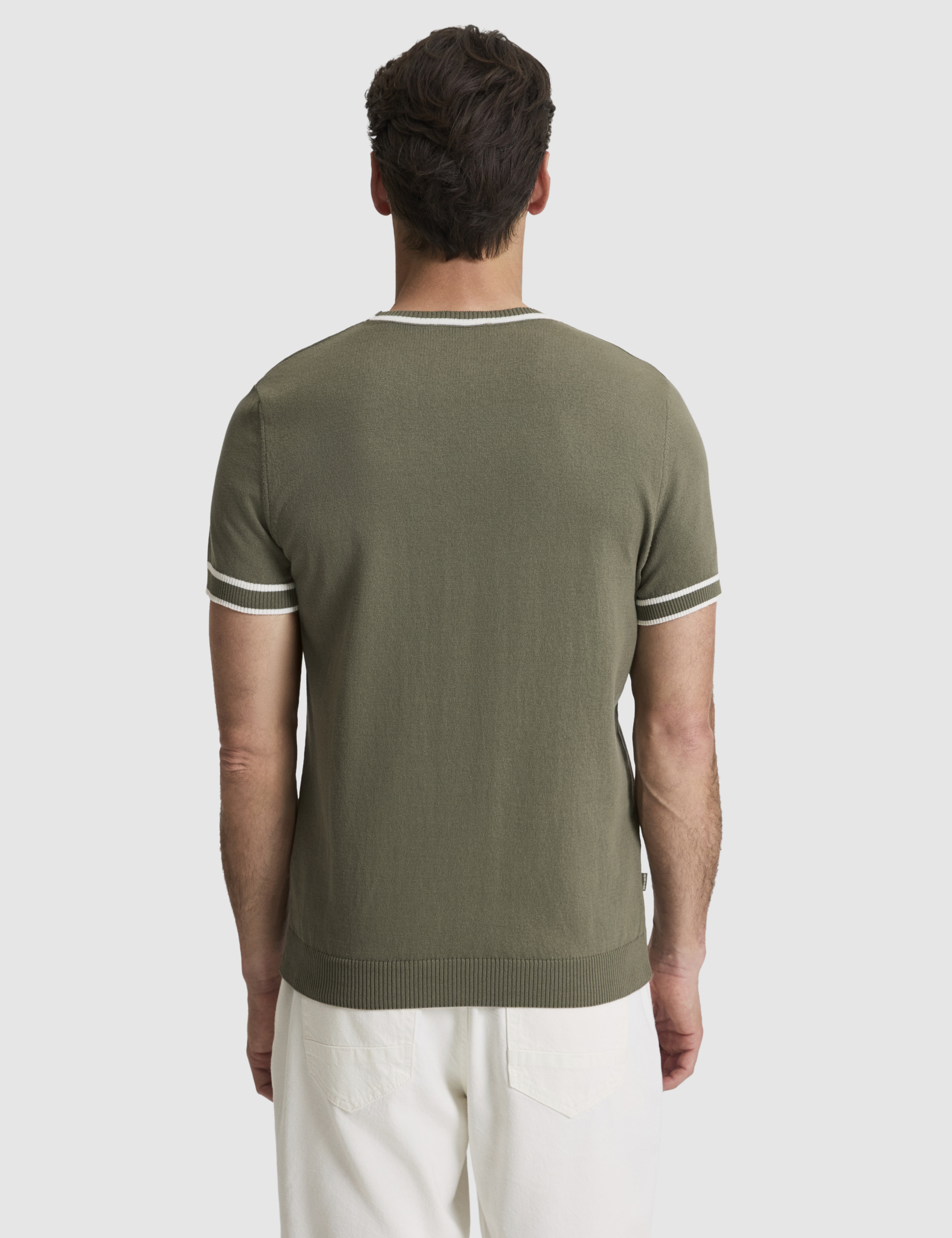 Haki Slim Fit %100 Pamuk Bisiklet Yaka Triko Tişört - Image 5