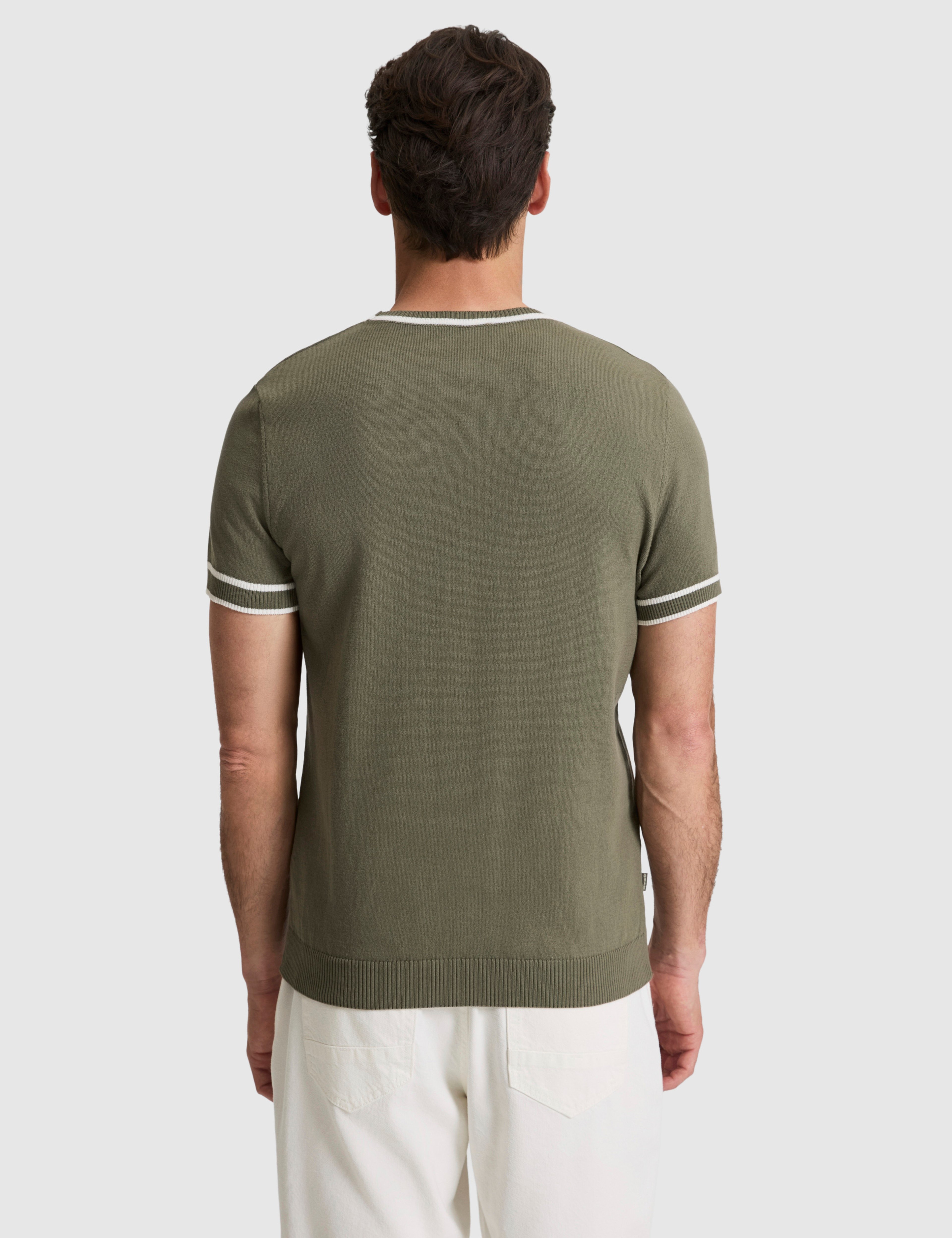 Haki Slim Fit %100 Pamuk Bisiklet Yaka Triko Tişört