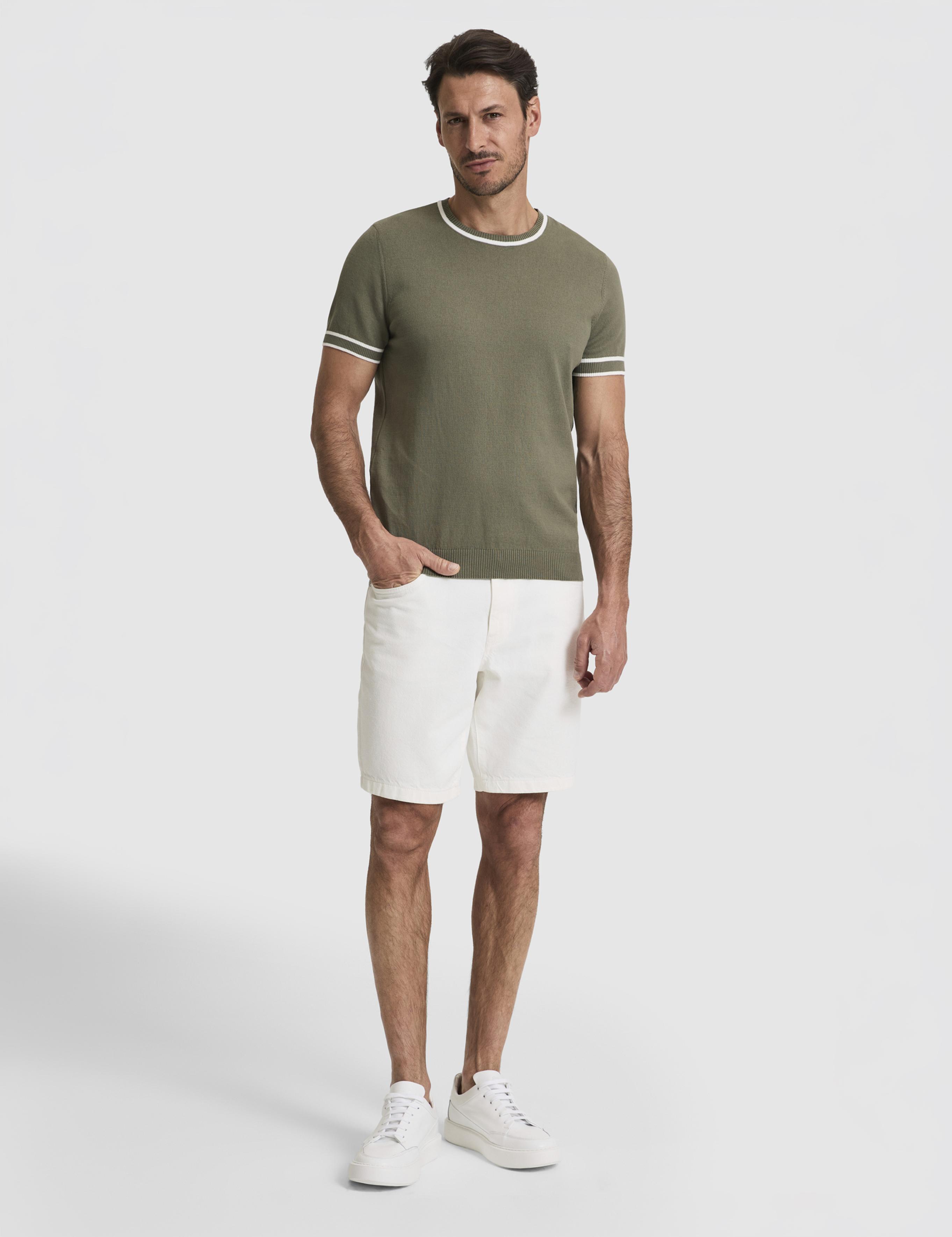 Haki Slim Fit Bisiklet Yaka Triko Tişört