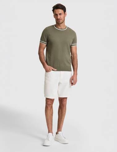 Haki Slim Fit %100 Pamuk Bisiklet Yaka Triko Tişört