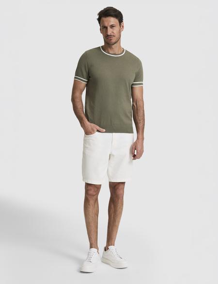 Haki Slim Fit Bisiklet Yaka Triko Tişört - 50328164009