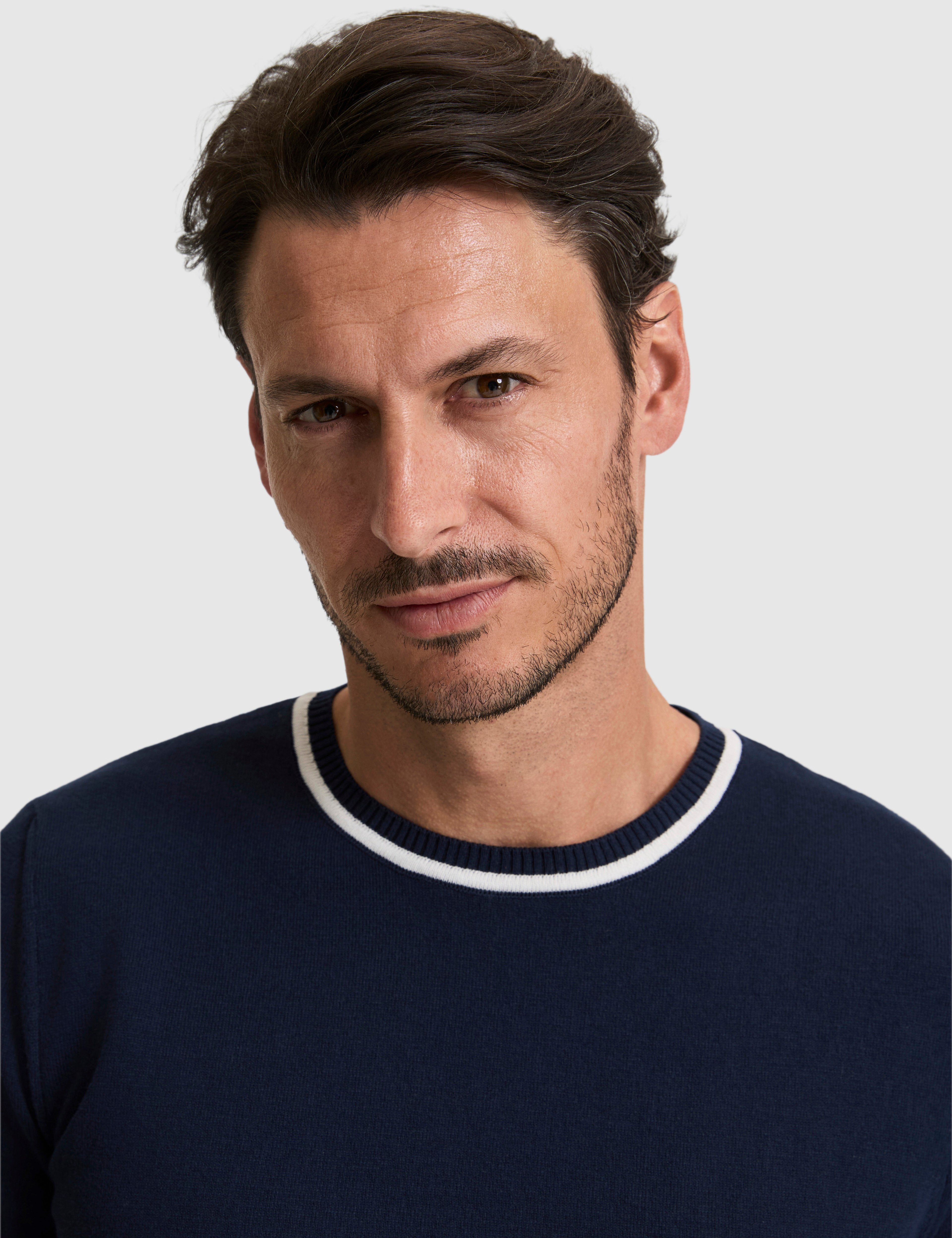Lacivert Slim Fit %100 Pamuk Bisiklet Yaka Triko Tişört