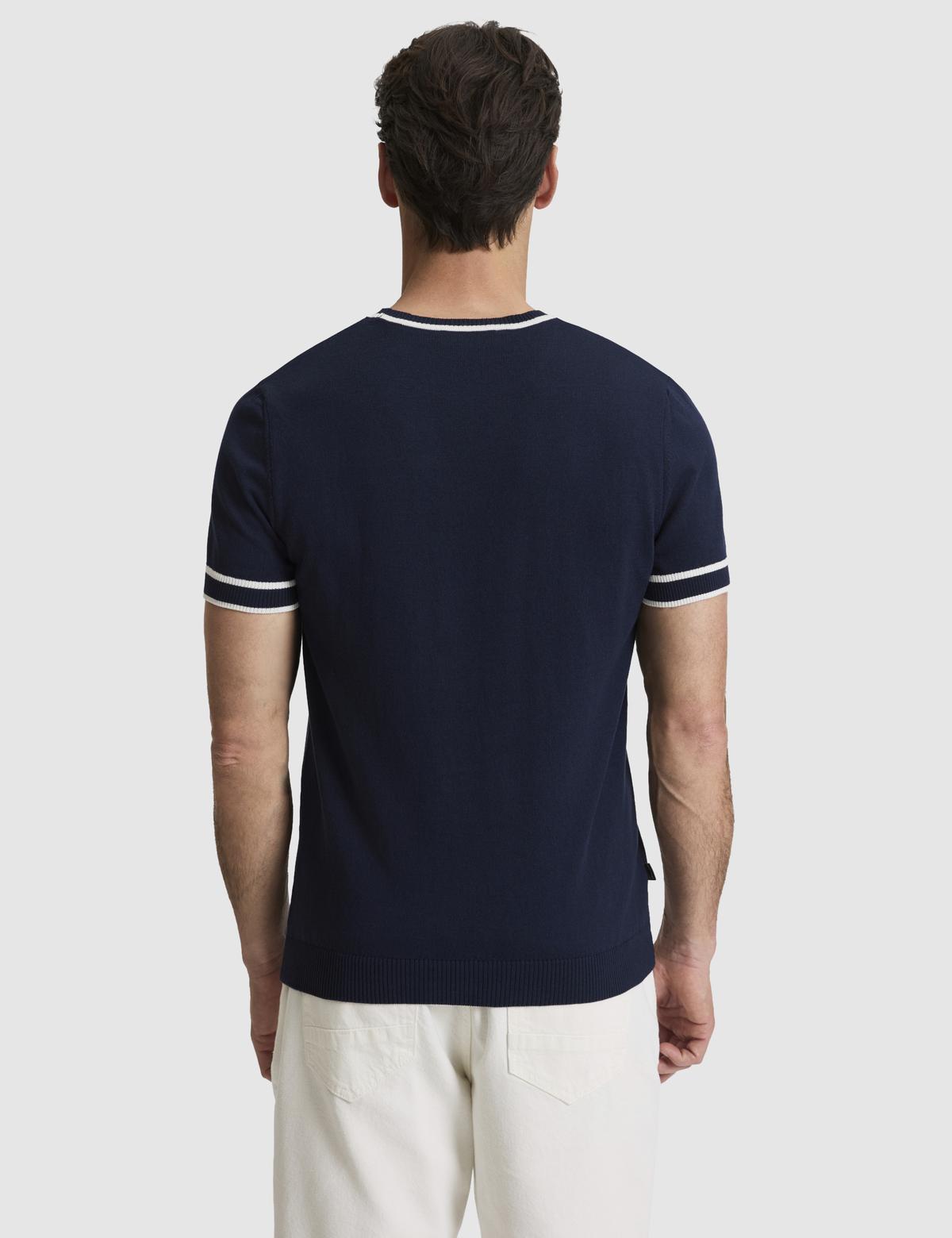 Lacivert Slim Fit Bisiklet Yaka Triko Tişört - 50328164019