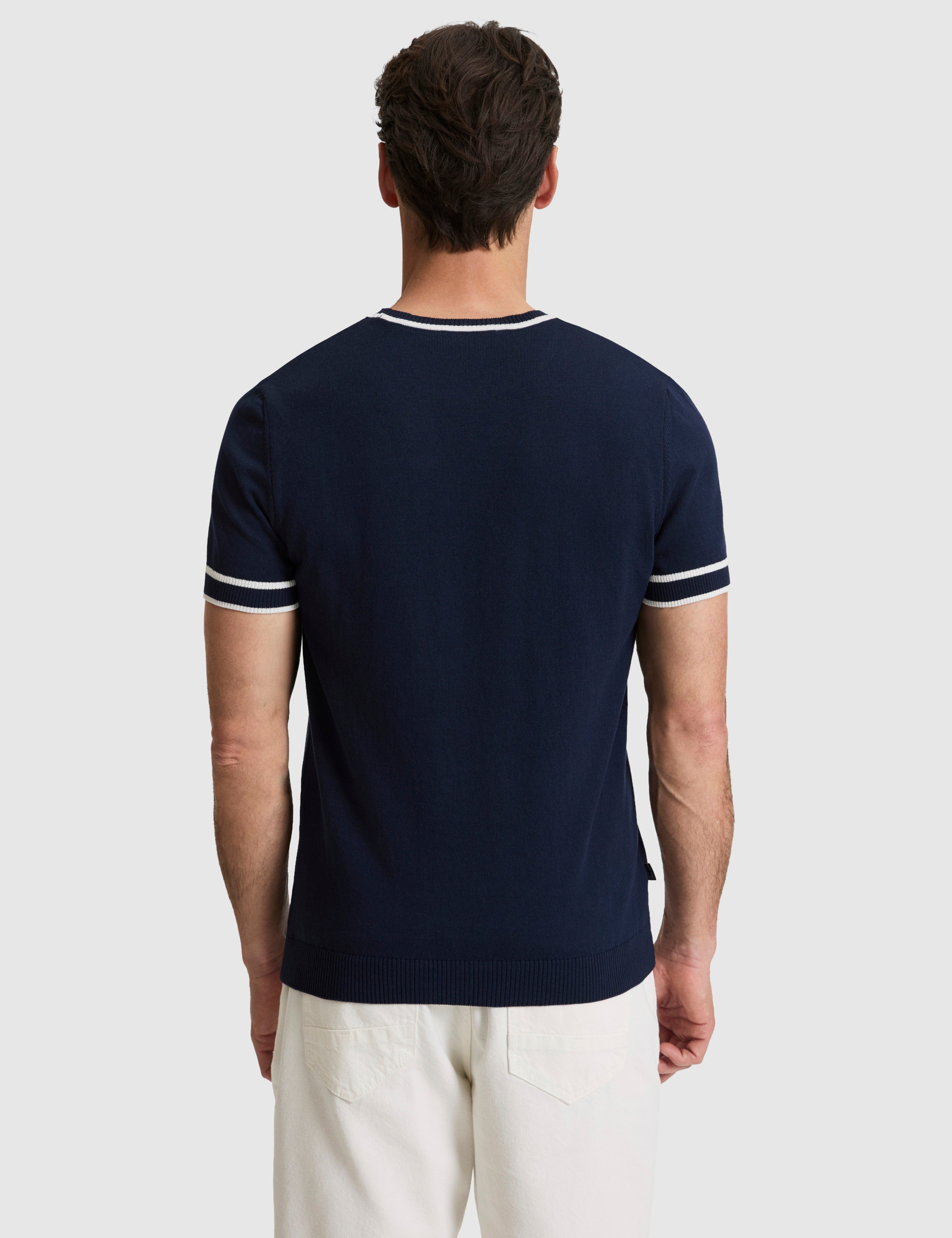 Lacivert Slim Fit %100 Pamuk Bisiklet Yaka Triko Tişört