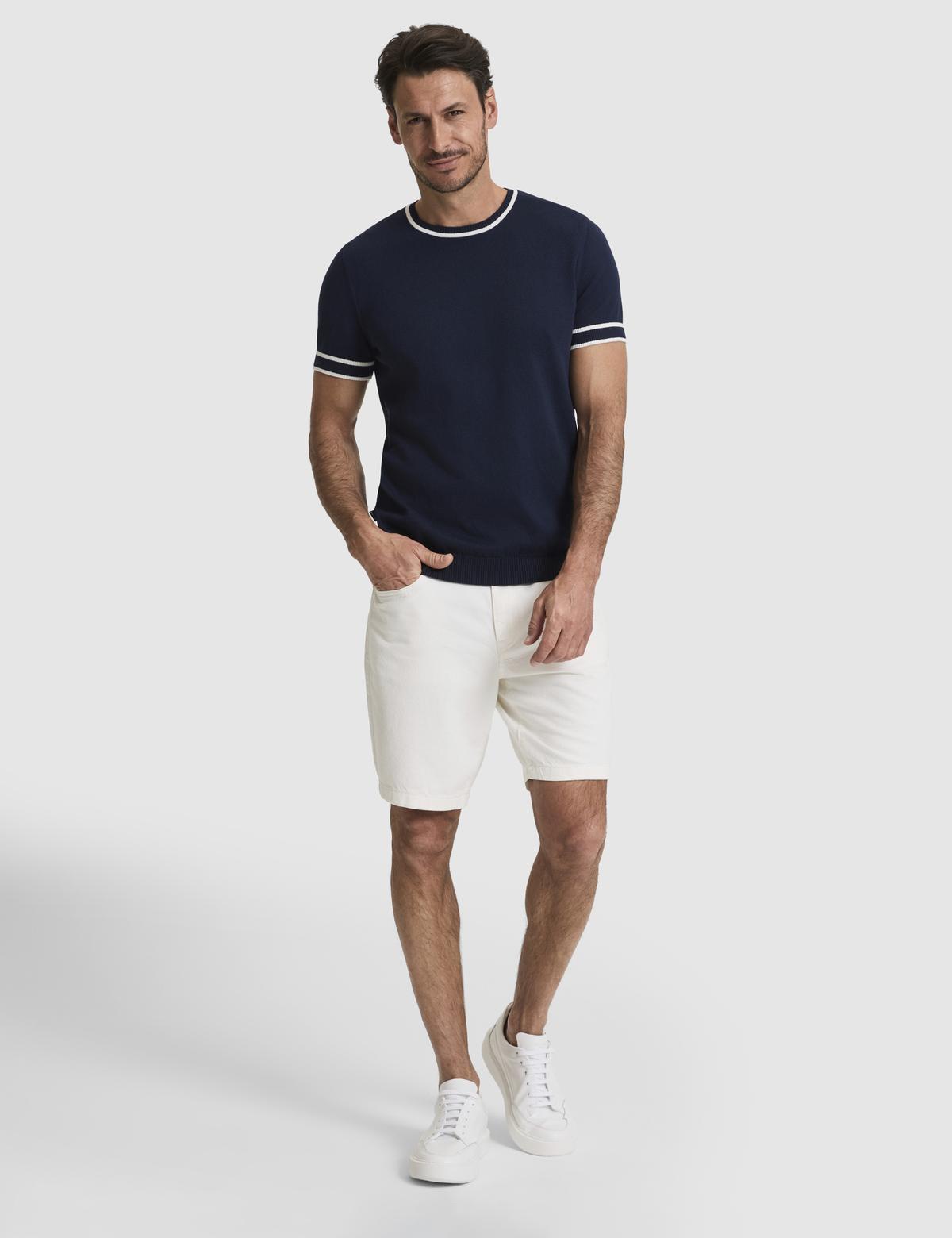Lacivert Slim Fit Bisiklet Yaka Triko Tişört - 50328164019