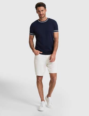 Lacivert Slim Fit %100 Pamuk Bisiklet Yaka Triko Tişört