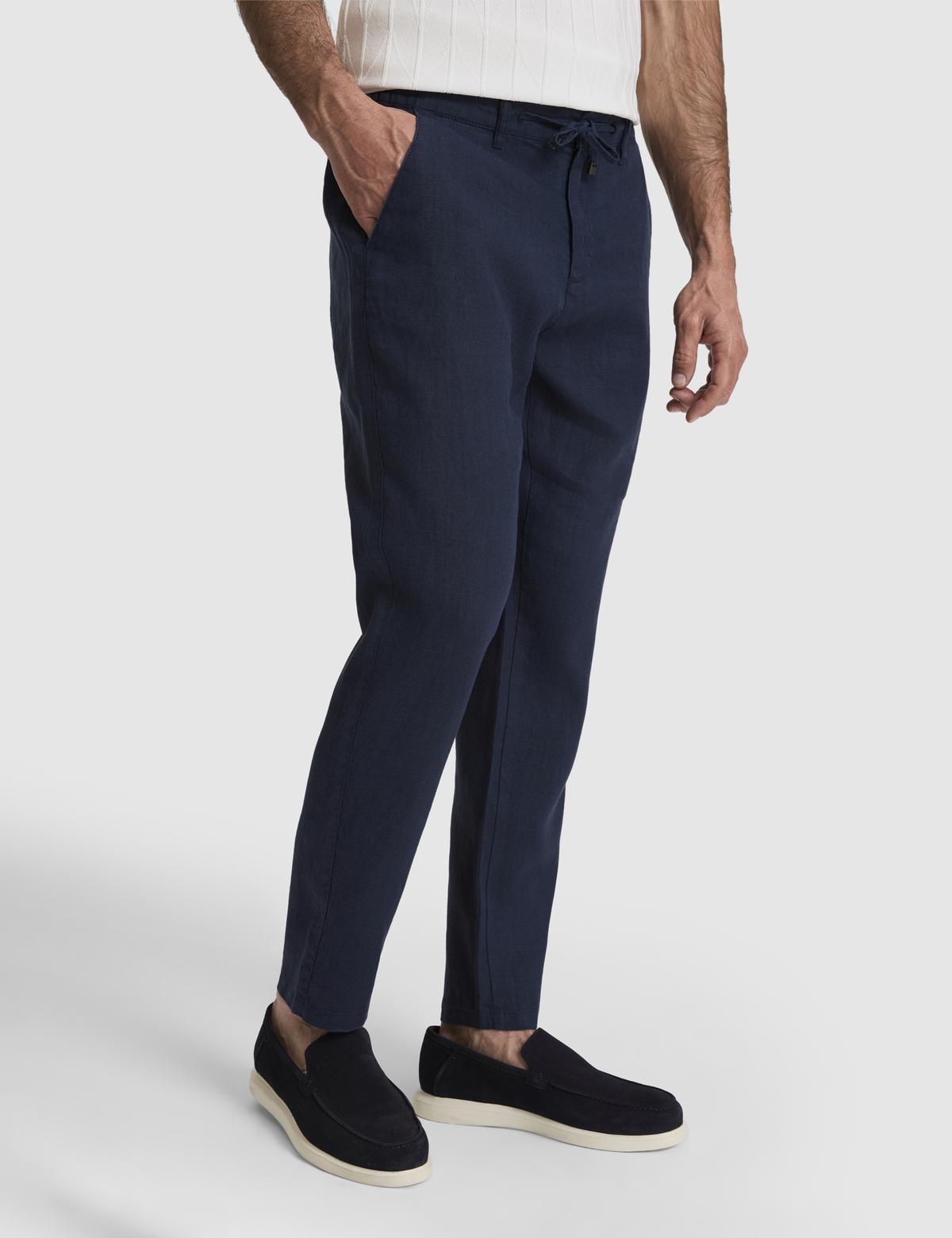 Lacivert Carrot Fit Kanvas Pantolon - 50320846712