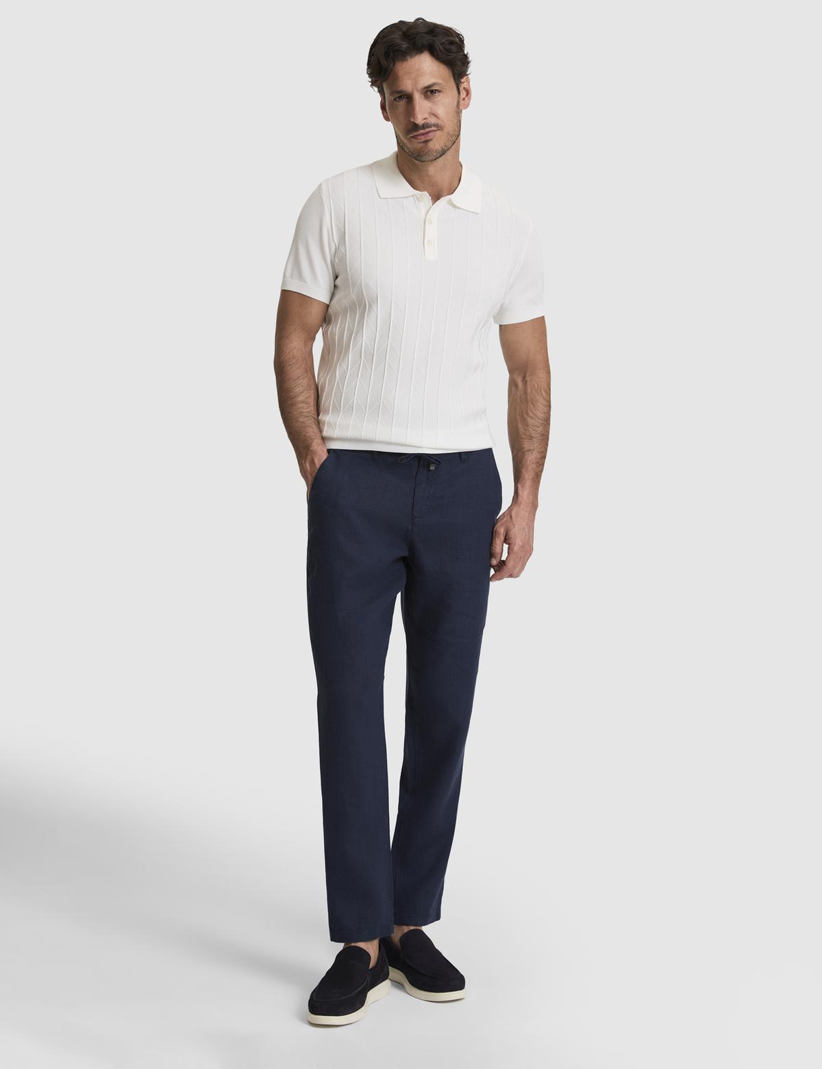 Lacivert Carrot Fit Kanvas Pantolon