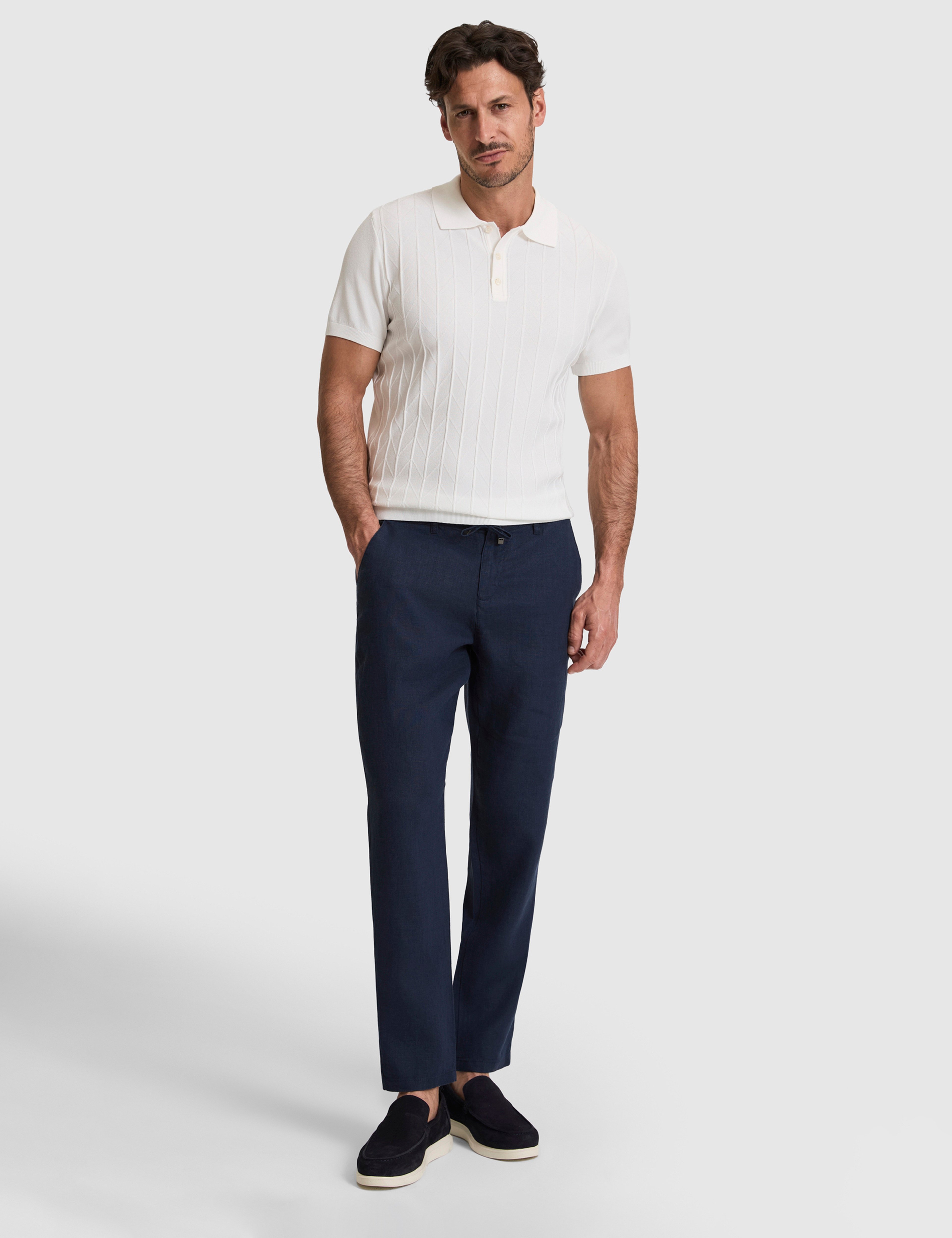 Lacivert Carrot Fit %100 Keten Kanvas Pantolon