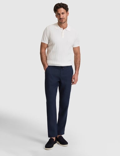 Lacivert Carrot Fit %100 Keten Kanvas Pantolon
