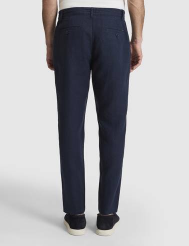Lacivert Carrot Fit %100 Keten Kanvas Pantolon