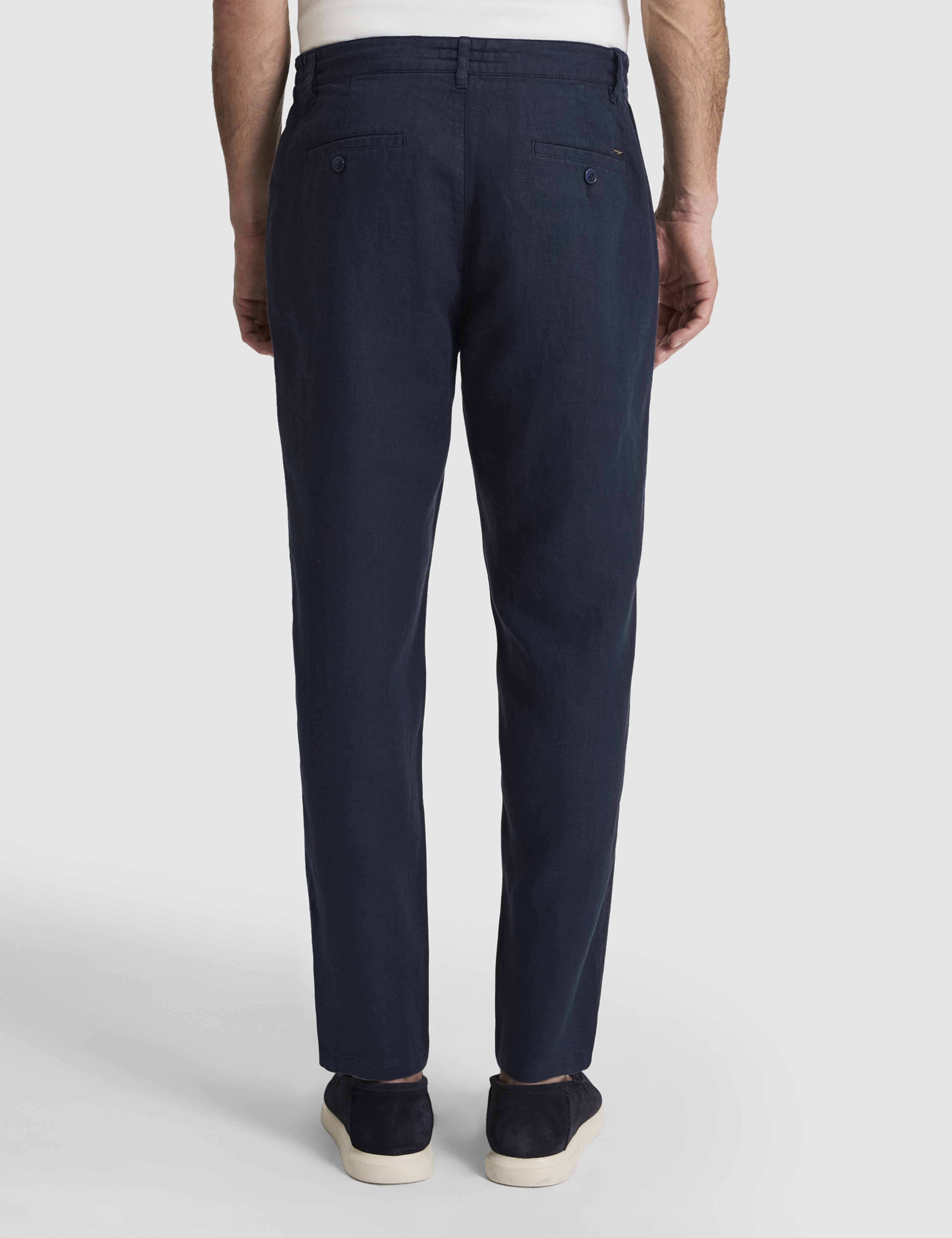 Lacivert Carrot Fit %100 Keten Kanvas Pantolon - Image 5
