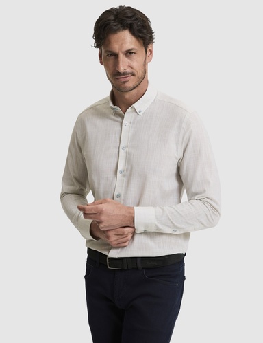 Çağla %100 Pamuk Keten Görünümlü Slim Fit Uzun Kollu Gömlek