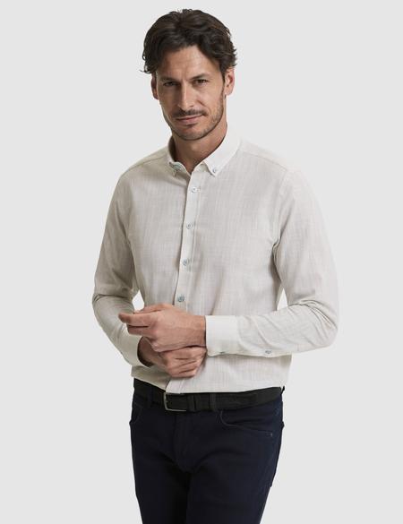 Çağla %100 Pamuk Keten Görünümlü Slim Fit Uzun Kollu Gömlek - 50325355037