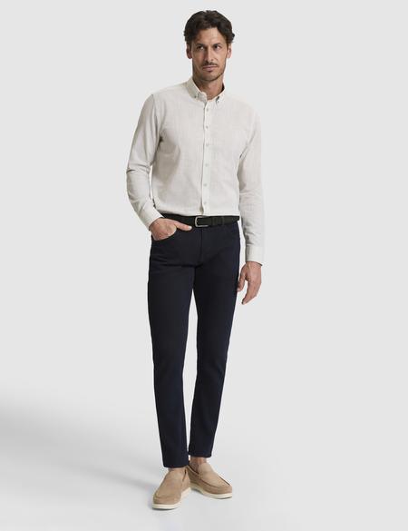 Çağla %100 Pamuk Keten Görünümlü Slim Fit Uzun Kollu Gömlek - 50325355037