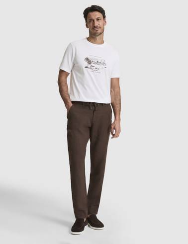 Ekru Regular Fit Bisiklet Yaka Tişört