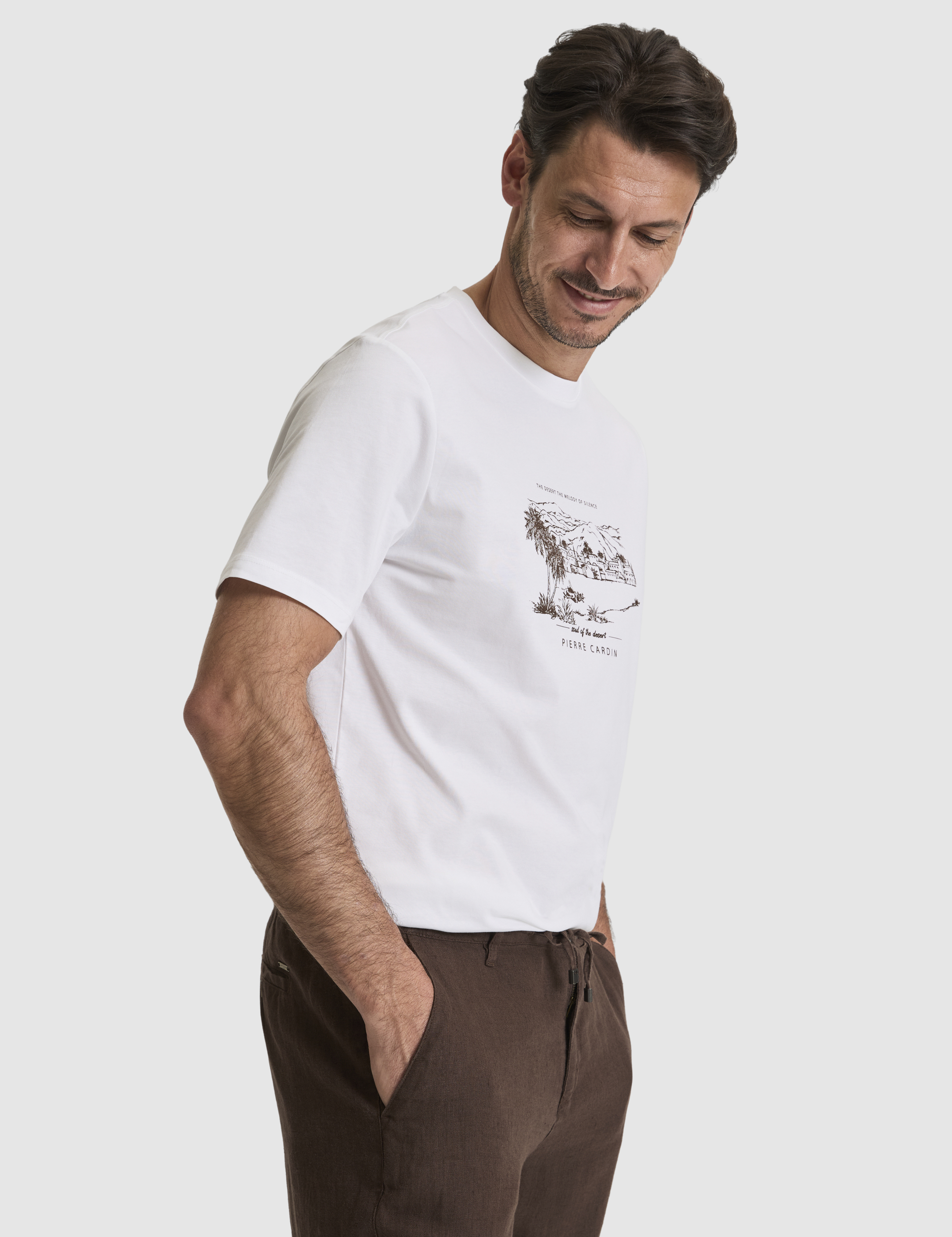 Ekru Regular Fit Bisiklet Yaka Tişört - 50321211001