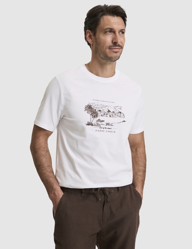 Ekru Regular Fit Bisiklet Yaka Tişört