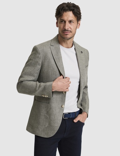 Haki Slim Fit %100 Keten Ceket