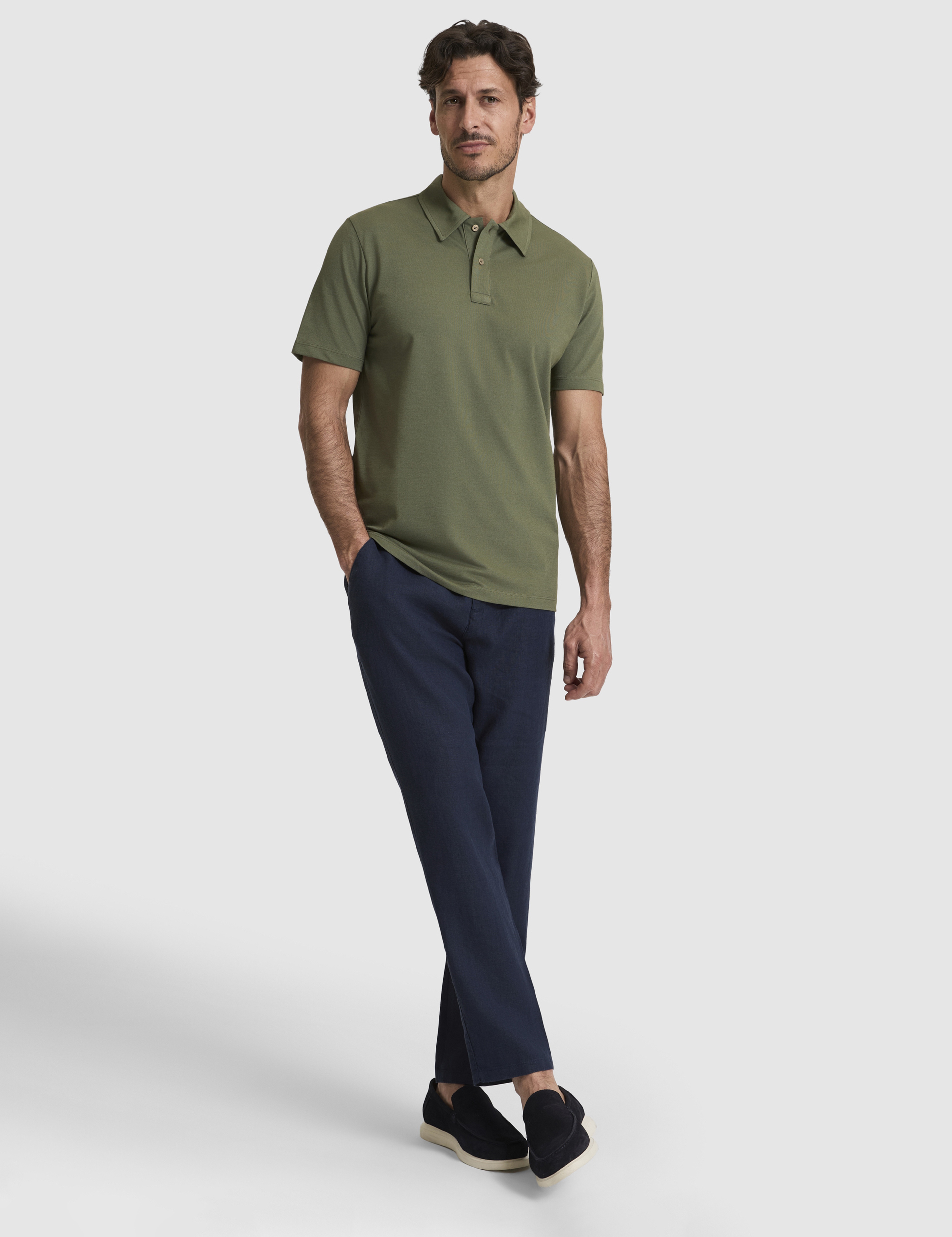 Haki Regular Fit Düğmeli Polo Yaka Tişört - Image 4