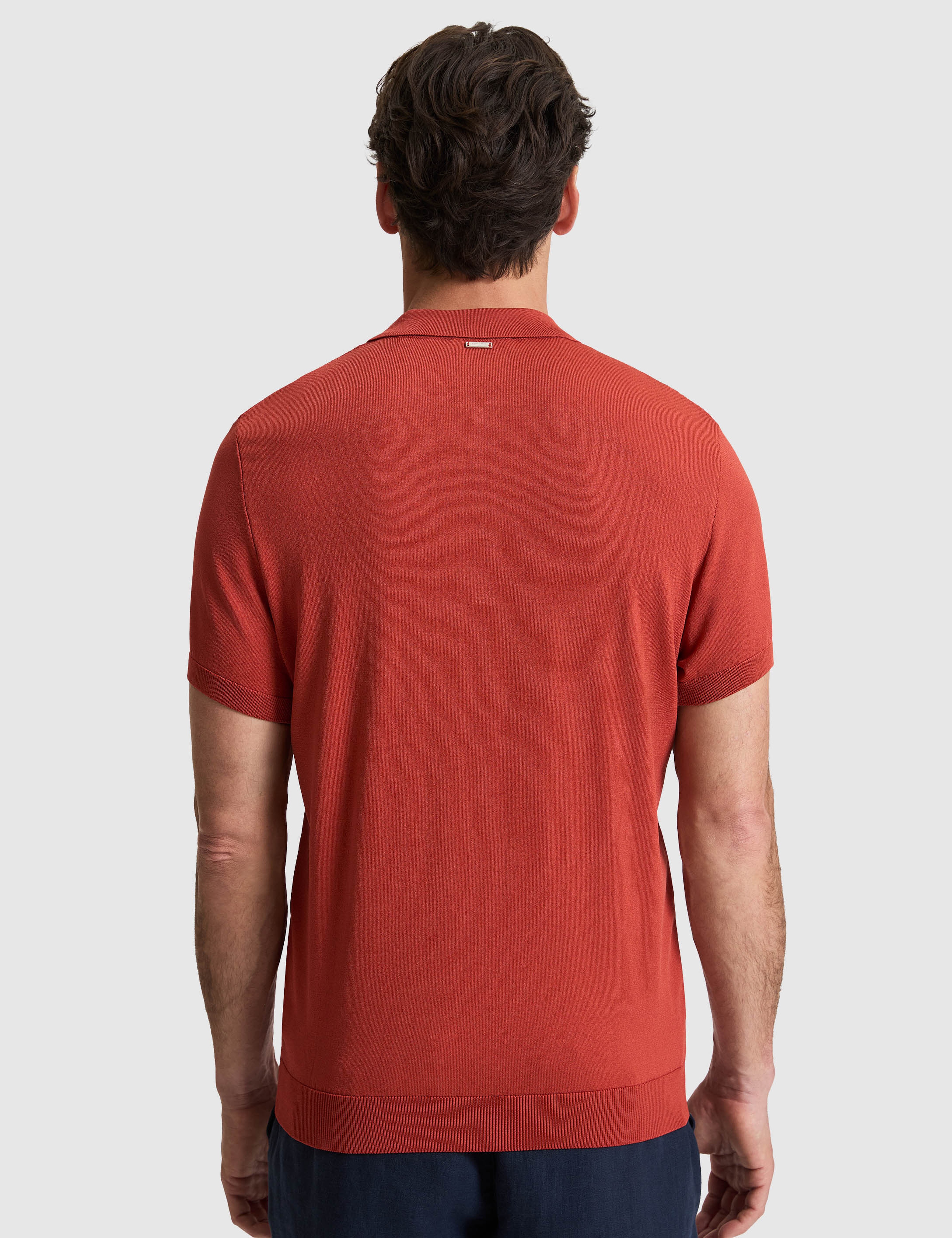 Kiremit Slim Fit Polo Yaka Fermuarlı Triko Tişört