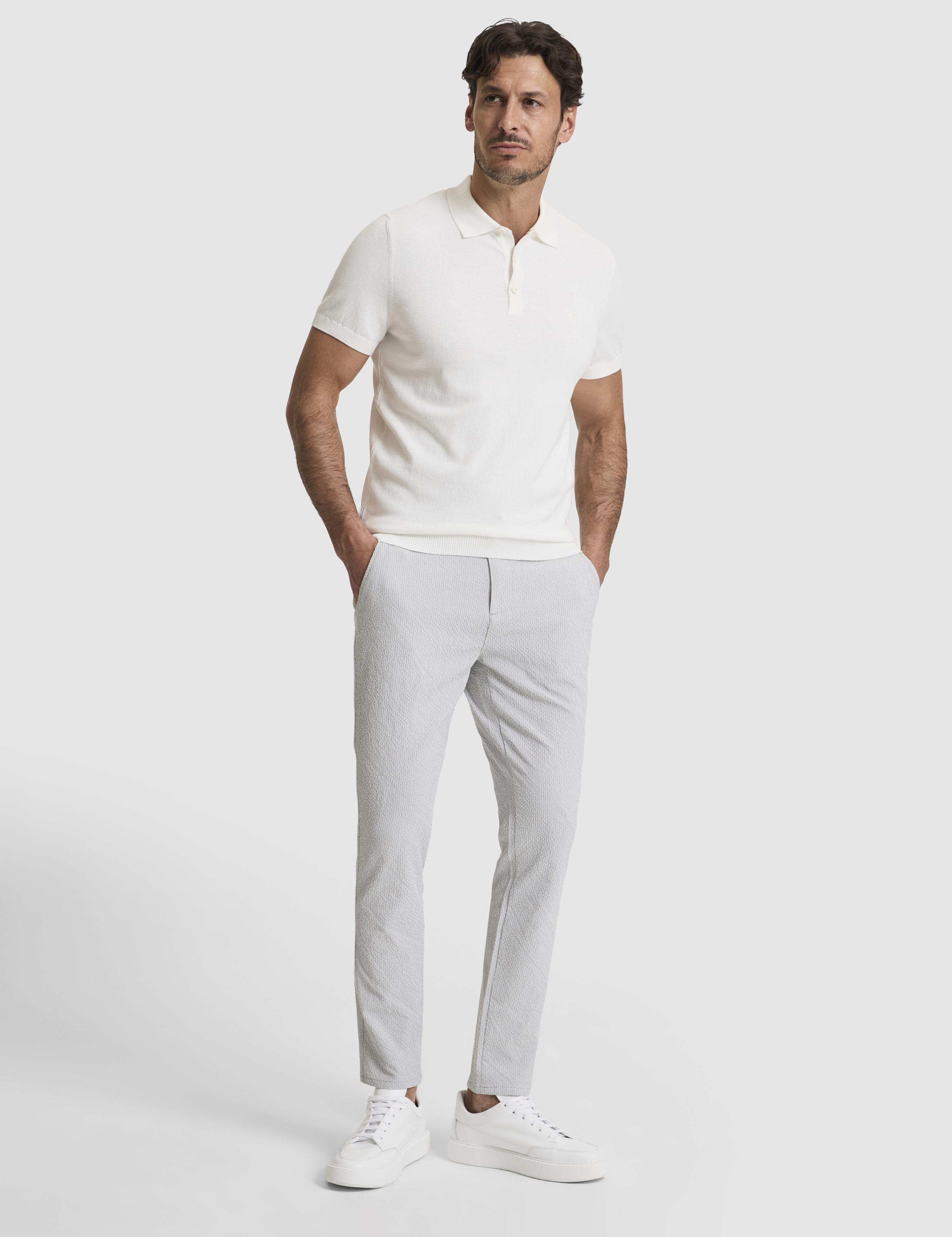 Ekru Slim Fit Polo Yaka Düğmeli Triko Tişört