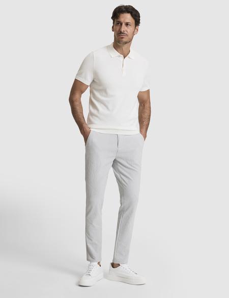 Ekru Slim Fit Polo Yaka Düğmeli Triko Tişört - 50325046017