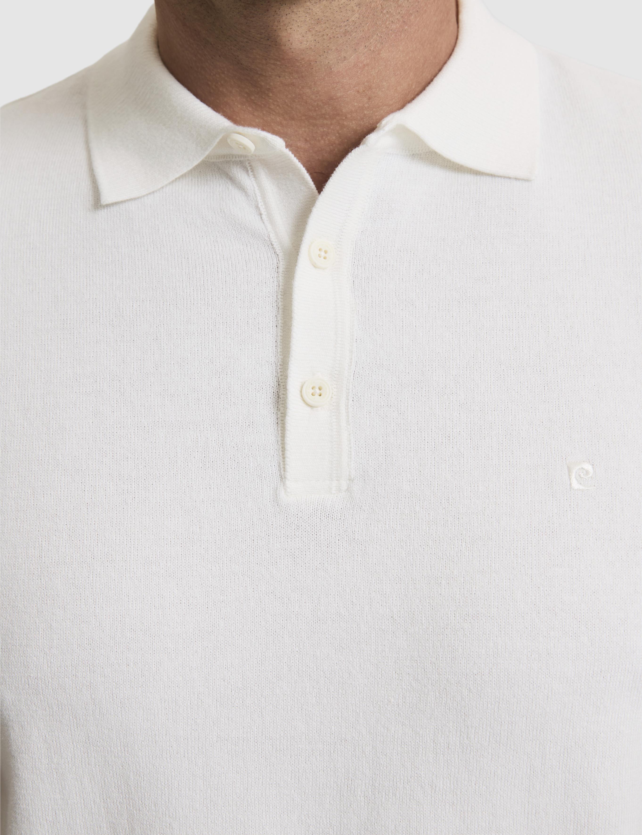 Ekru Slim Fit Polo Yaka Düğmeli Triko Tişört