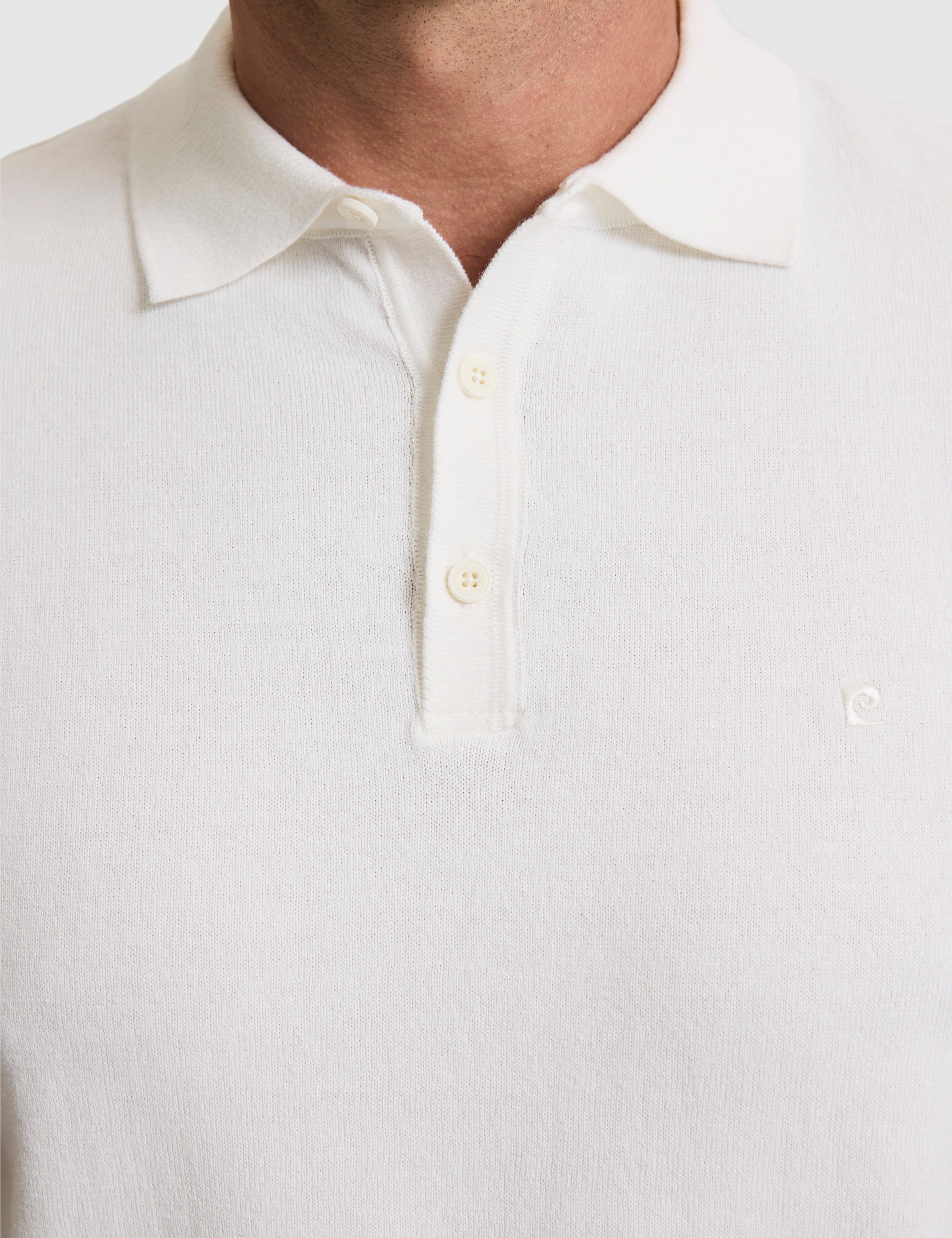 Ekru Slim Fit %100 Pamuk Düğmeli Polo Yaka Triko Tişört
