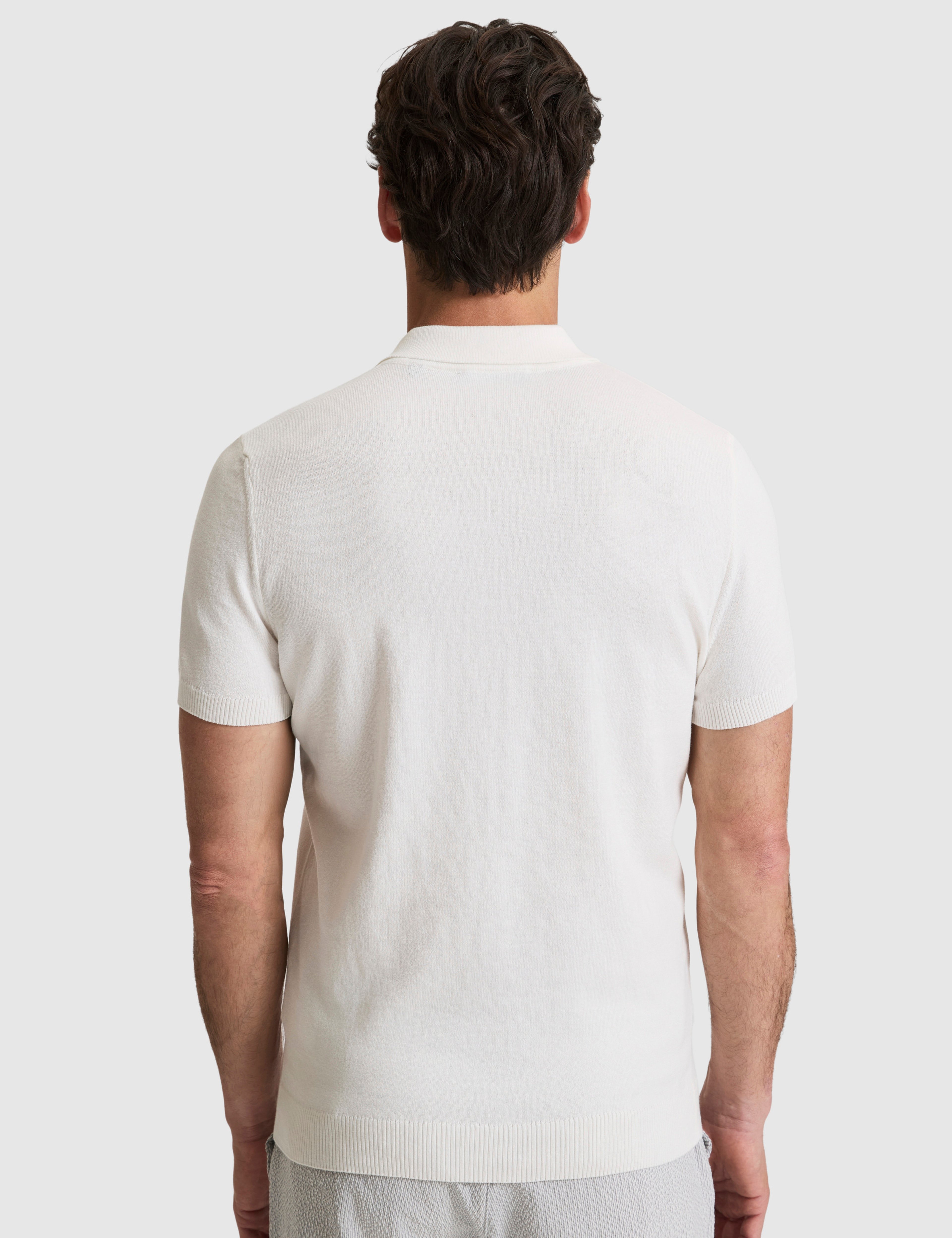 Ekru Slim Fit %100 Pamuk Düğmeli Polo Yaka Triko Tişört