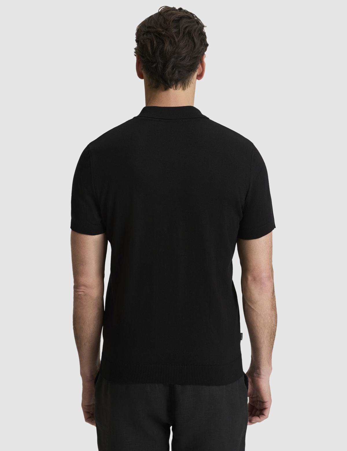 Siyah Slim Fit Polo Yaka Düğmeli Triko Tişört - 50325046006