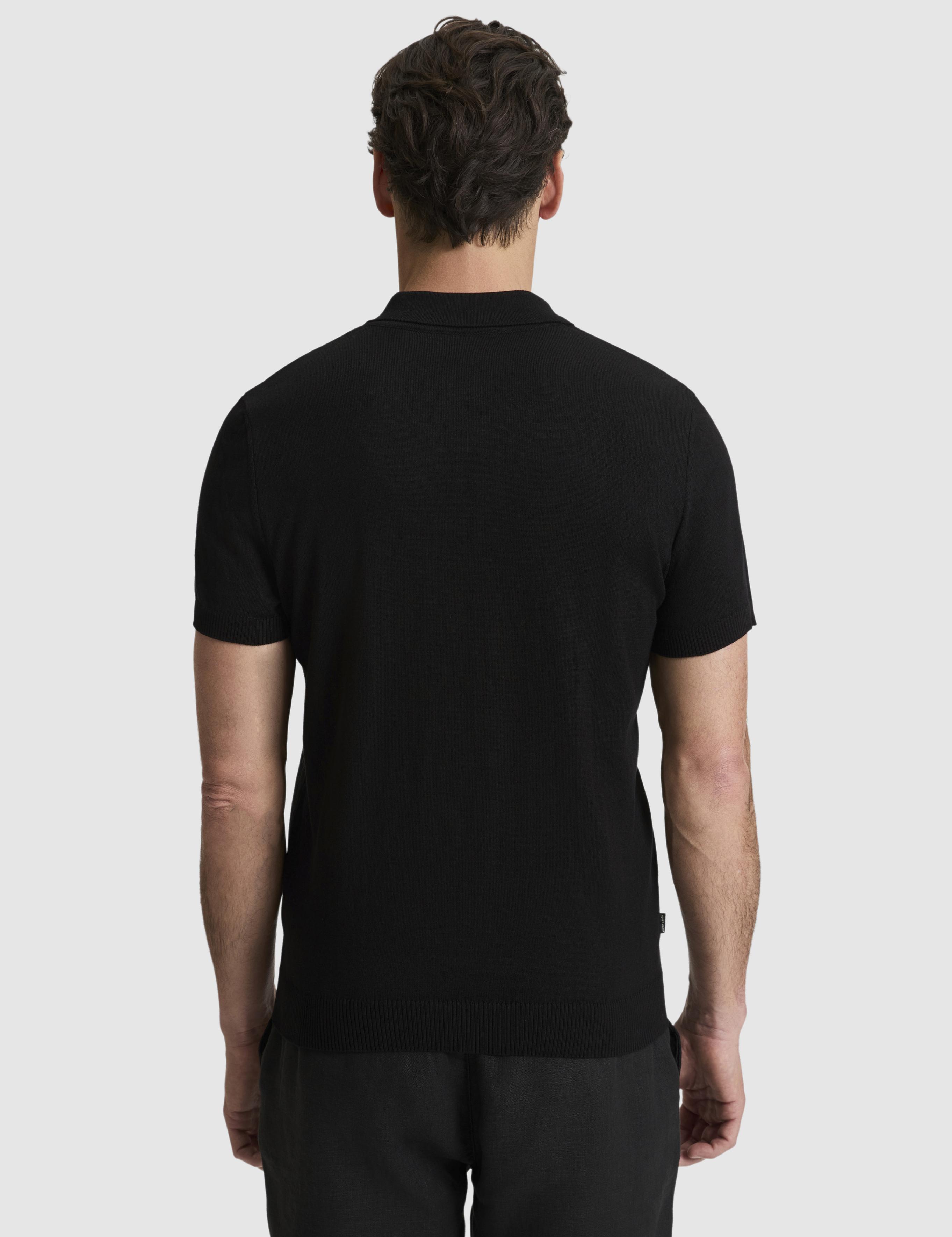 Siyah Slim Fit Polo Yaka Düğmeli Triko Tişört