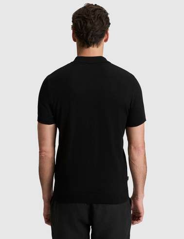 Siyah Slim Fit %100 Pamuk Düğmeli Polo Yaka Triko Tişört