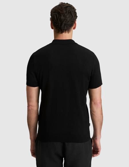 Siyah Slim Fit Polo Yaka Düğmeli Triko Tişört - 50325046006