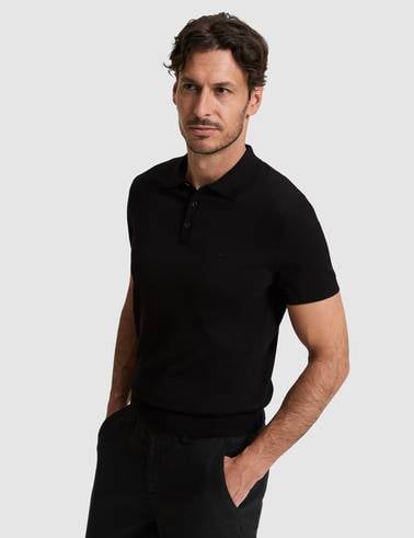 Siyah Slim Fit %100 Pamuk Düğmeli Polo Yaka Triko Tişört
