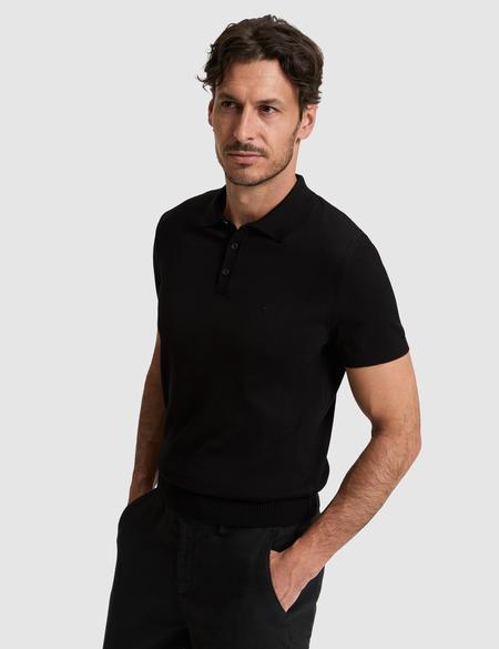 Siyah Slim Fit Polo Yaka Düğmeli Triko Tişört - 50325046006