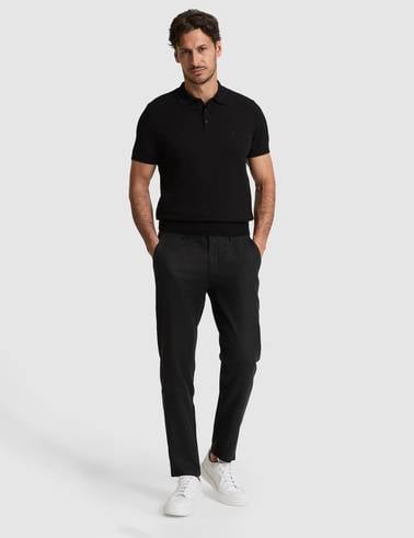 Siyah Slim Fit %100 Pamuk Düğmeli Polo Yaka Triko Tişört