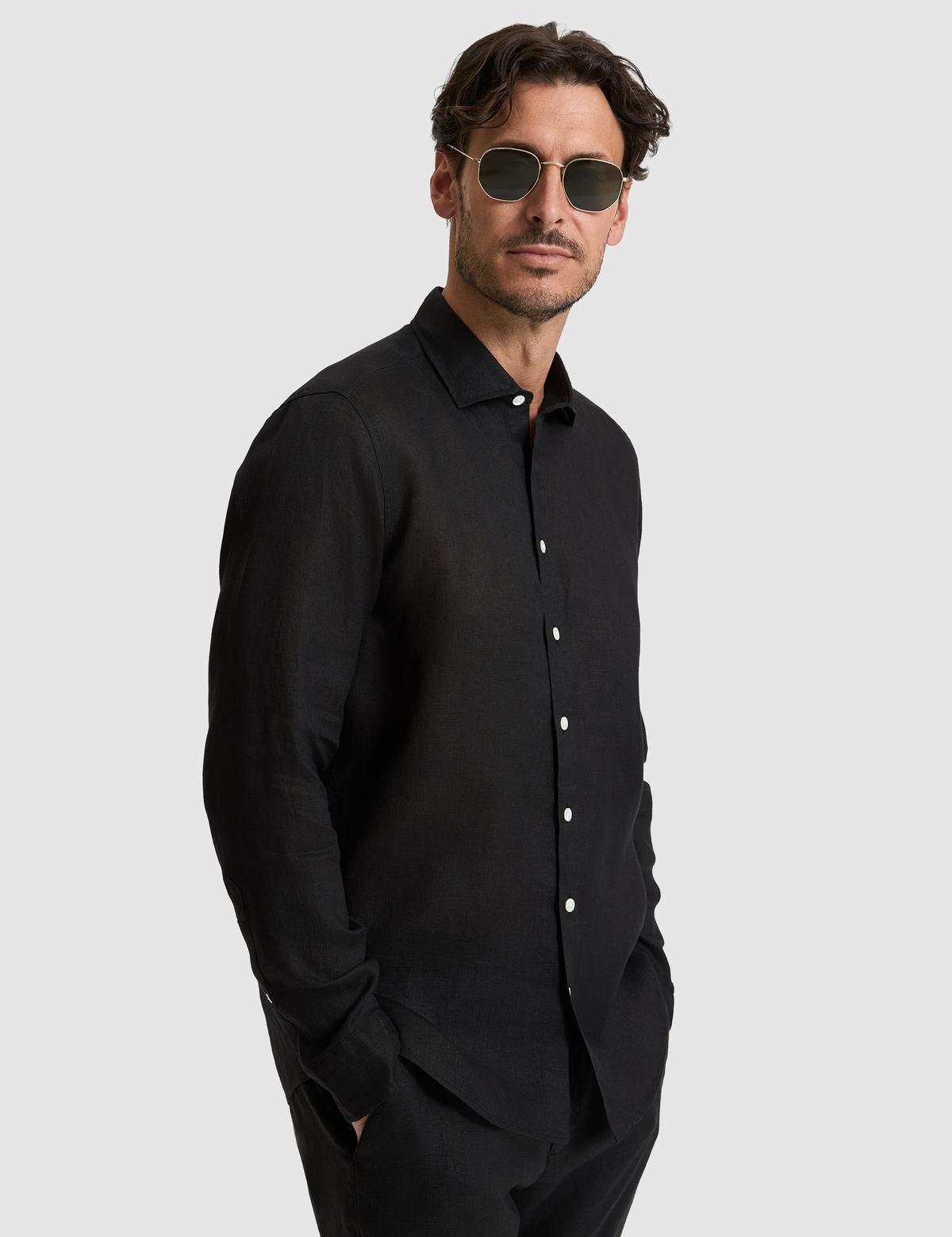 Siyah Regular Fit Uzun Kollu Gömlek - 50320945161