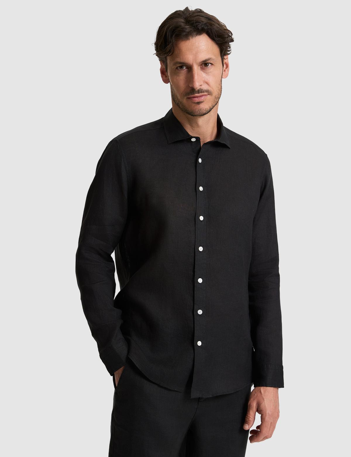 Siyah Regular Fit Uzun Kollu Gömlek