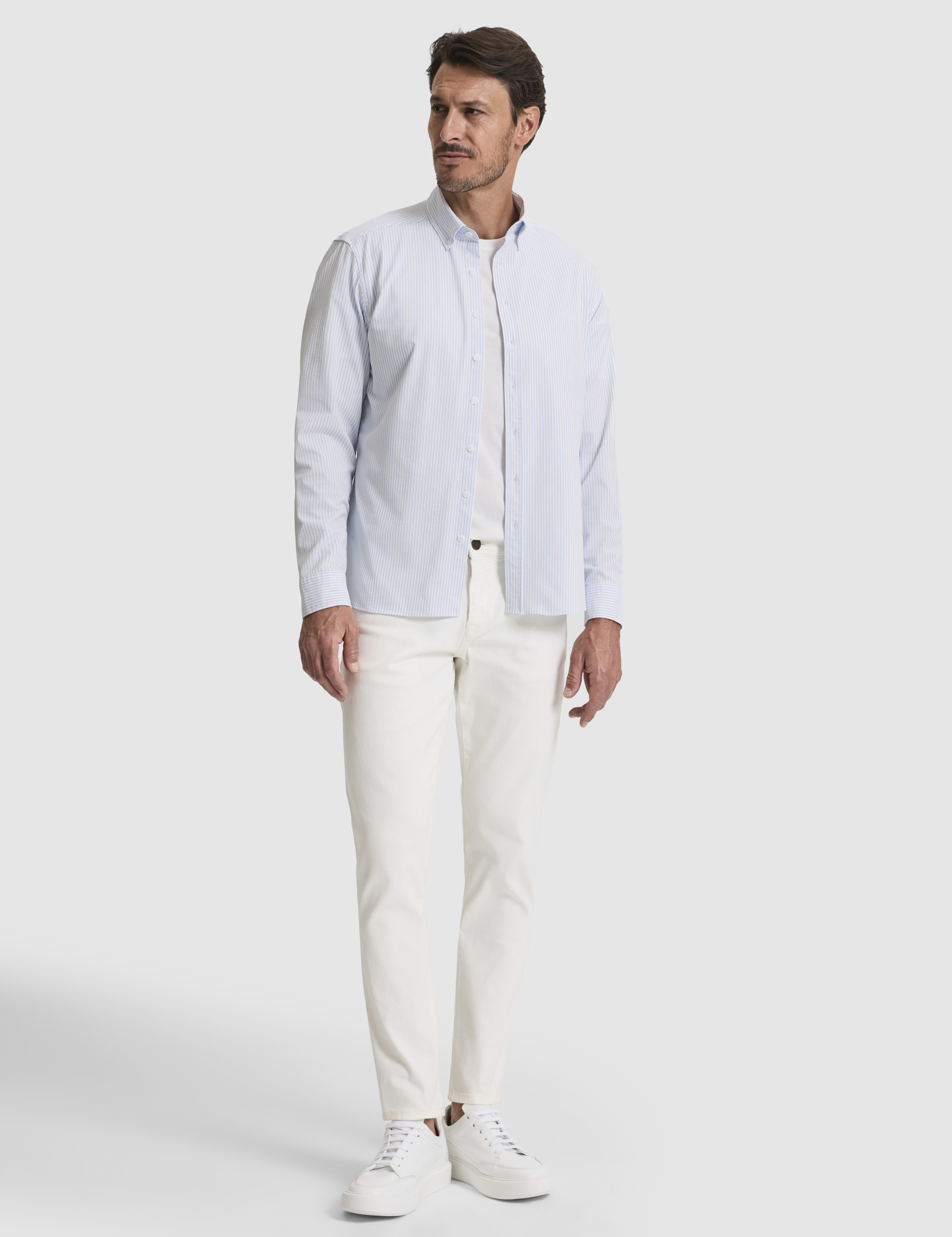 Açık Mavi Slim Fit Uzun Kollu Gömlek - Image 4