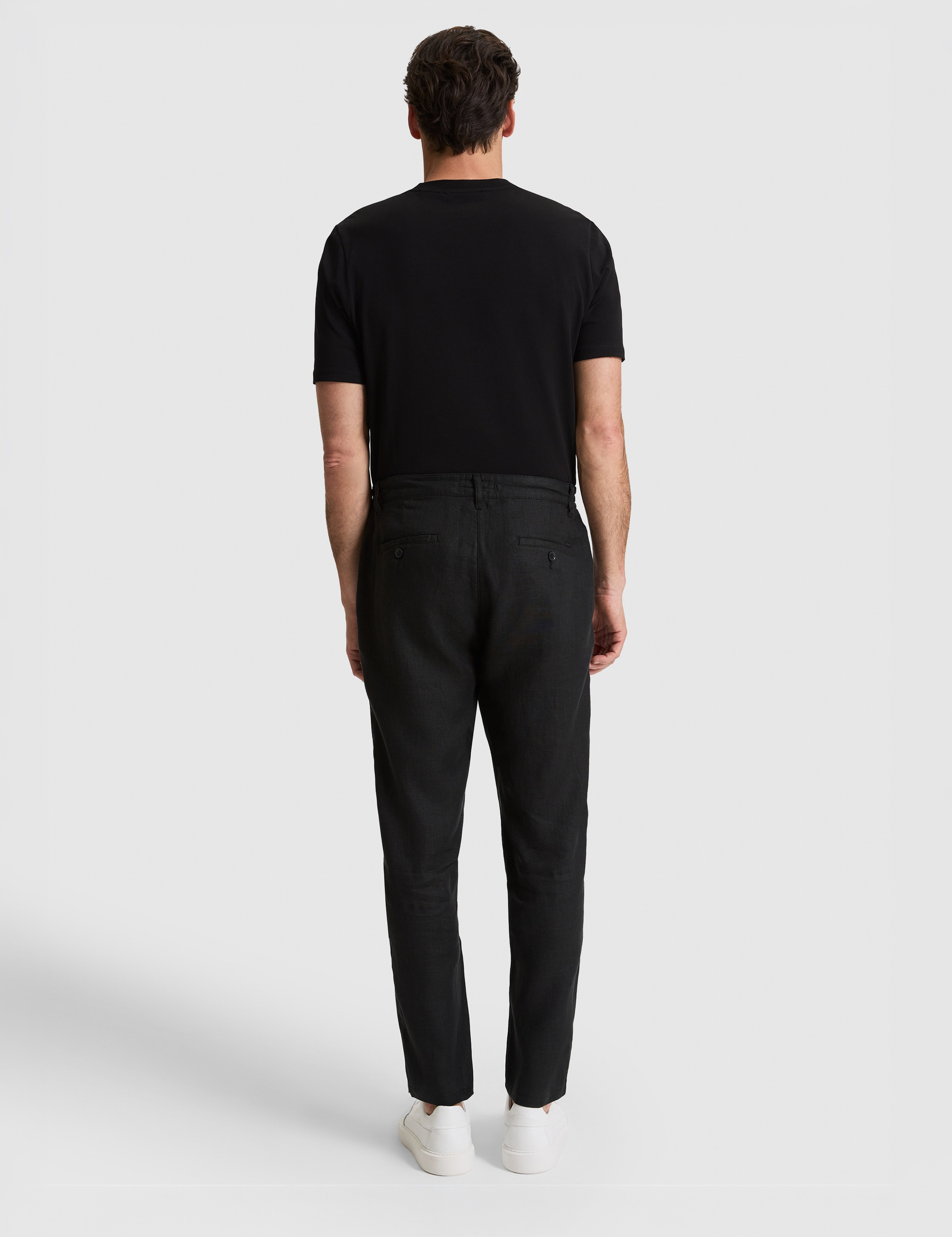 Siyah Carrot Fit %100 Keten Kanvas Pantolon