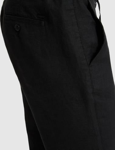 Siyah Carrot Fit %100 Keten Kanvas Pantolon