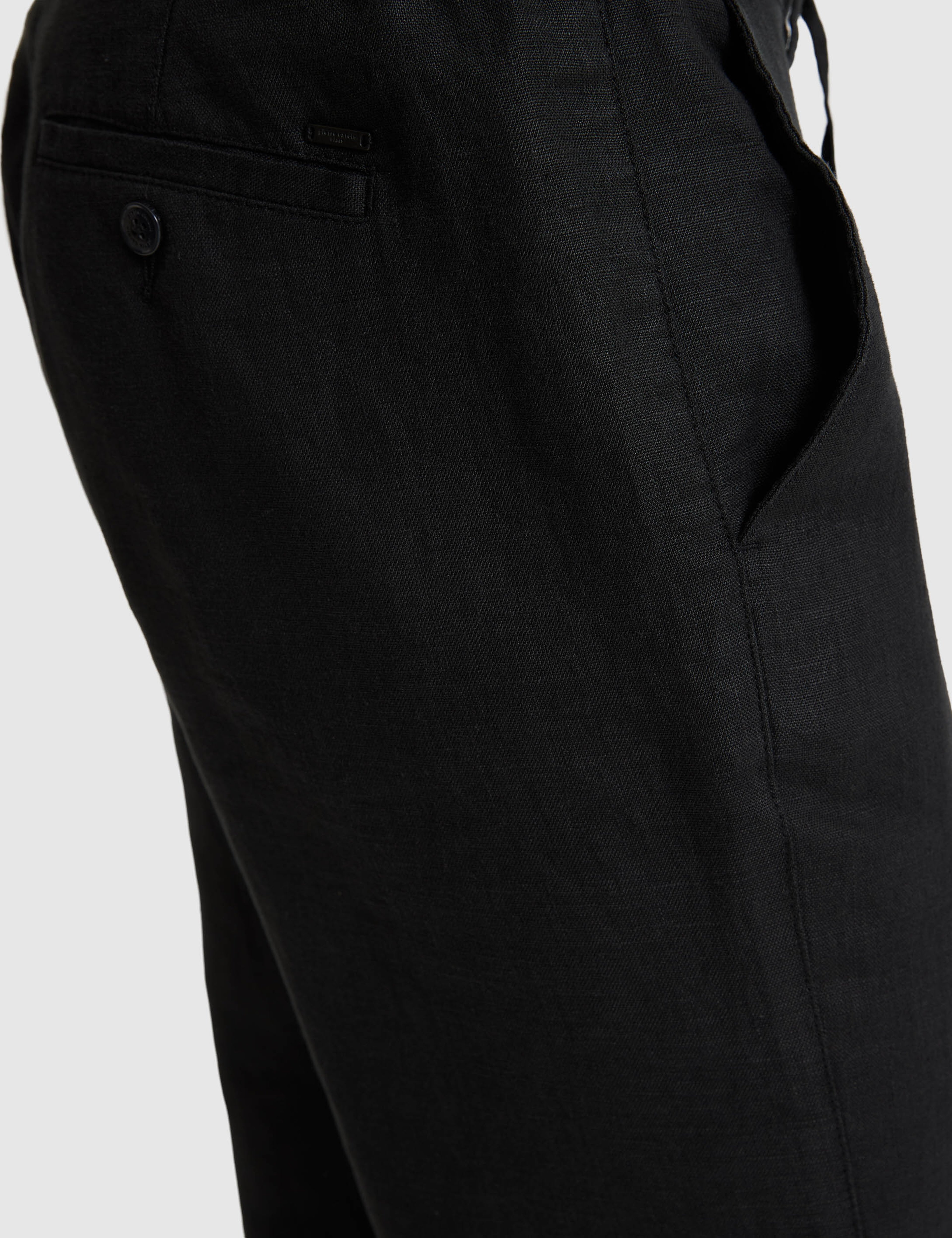 Siyah Carrot Fit %100 Keten Kanvas Pantolon