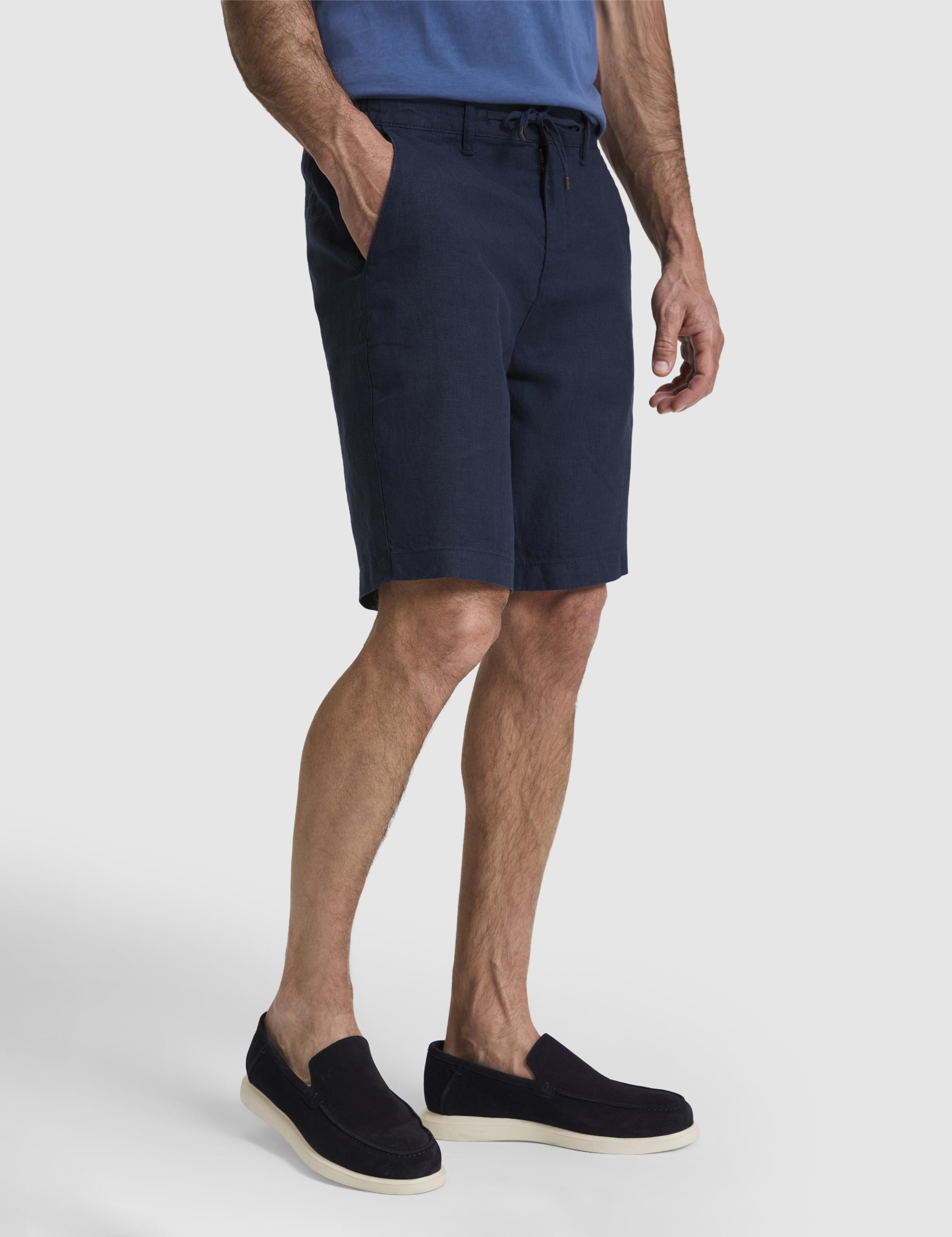 Lacivert Slim Fit Dokuma Şort