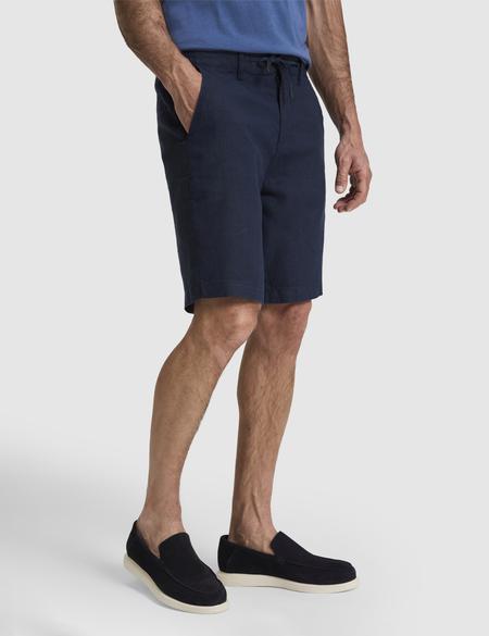 Lacivert Slim Fit Dokuma Şort - 50321827061