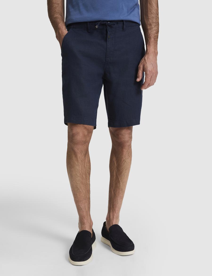 Lacivert Slim Fit Dokuma Şort