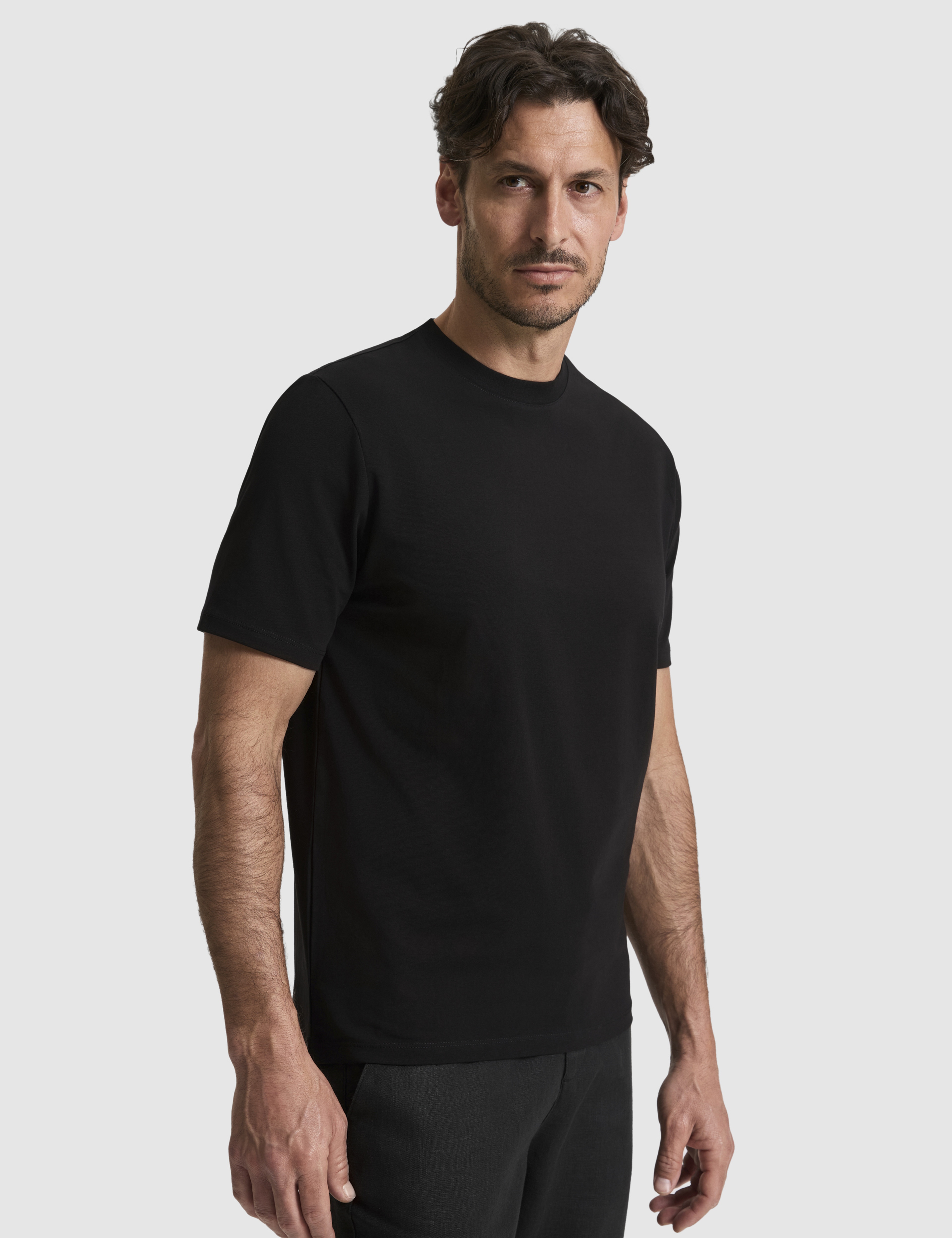Siyah Regular Fit Bisiklet Yaka Tişört - Image 3