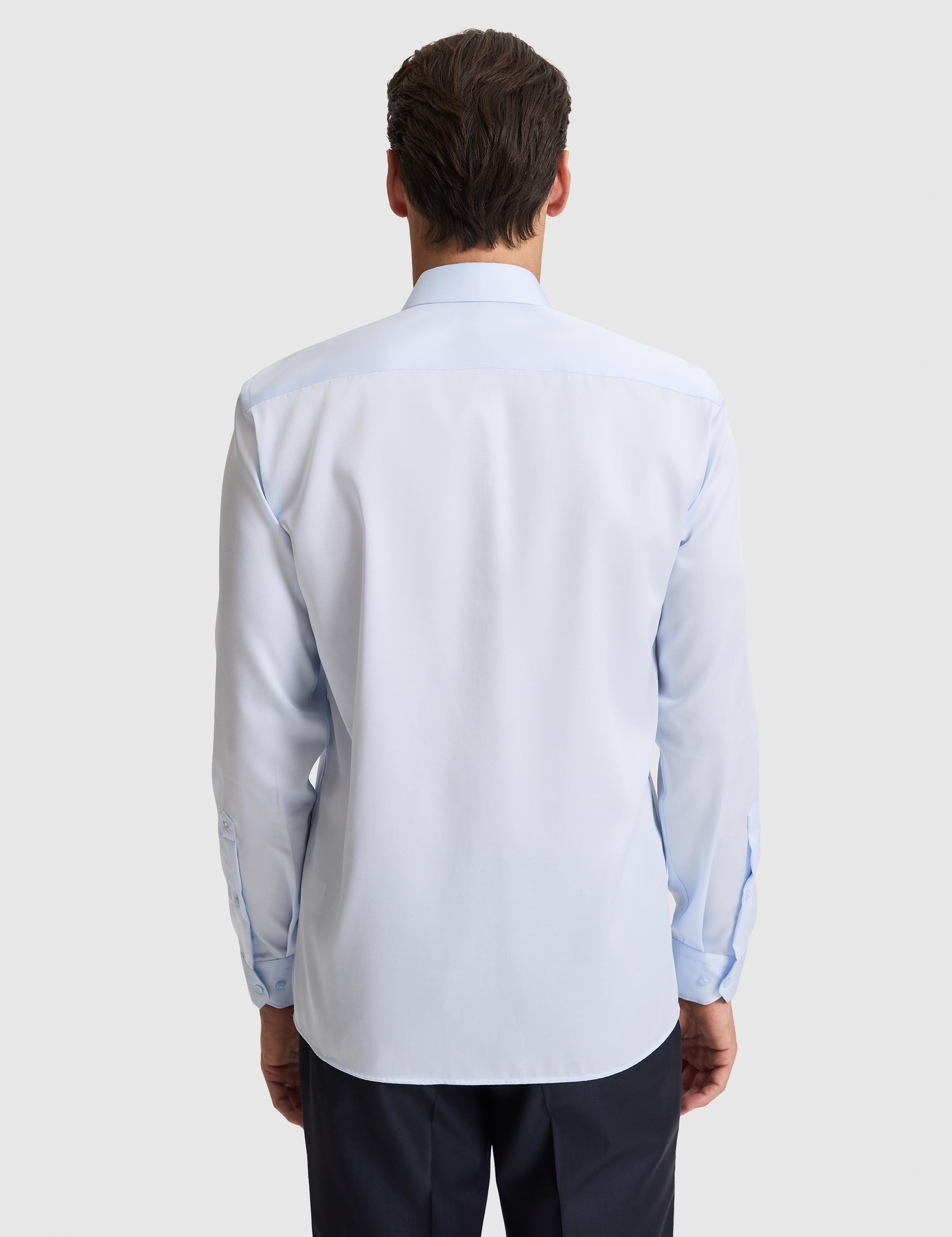 Açık Mavi Slim Fit Uzun Kollu Basic Gömlek