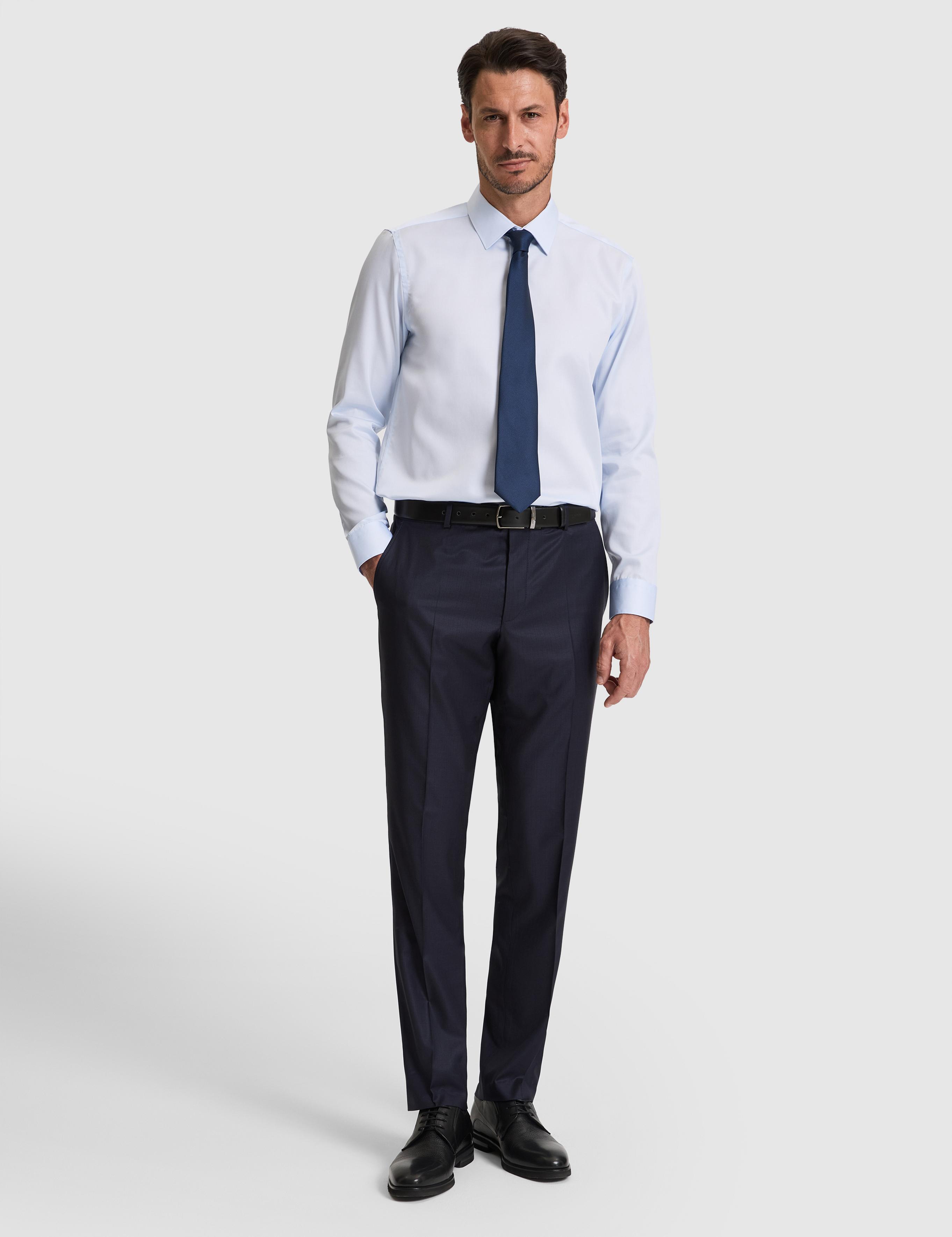 Açık Mavi Slim Fit Uzun Kollu Basic Gömlek