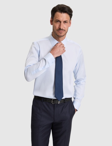 Açık Mavi Non İron Kolay Ütülenebilir Slim Fit Uzun Kollu Basic Gömlek